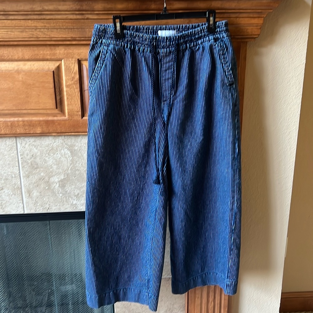 Loft striped wide leg jeans